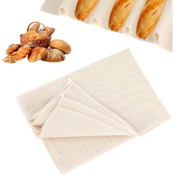 Pastry Cloth for Rolling Dough, Bread Cloth, 14x17.7 Inch Heavy Duty Linen Proofing Cloths for Bread Dough, Baguettes