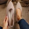 Fashion New Women's Pointed Toe Flat Shoes Solid Color Knitted Slip On Shoes Casual Breathable Ballet Flats Shoes Ladies Loafers