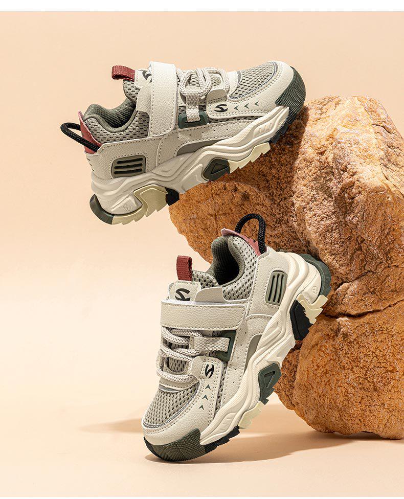 Дышащие спортивные туфли Habi Bear для мальчиков с двойной сеткой и застежкой-липучкой