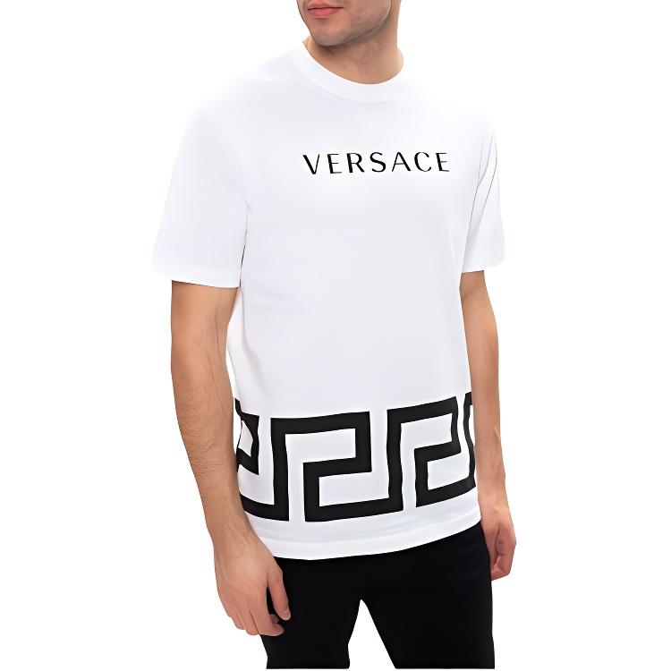 VERSACE T-Shirts Men's White Crew Neck Moderate Straight Fit A88560-A235263-A1001