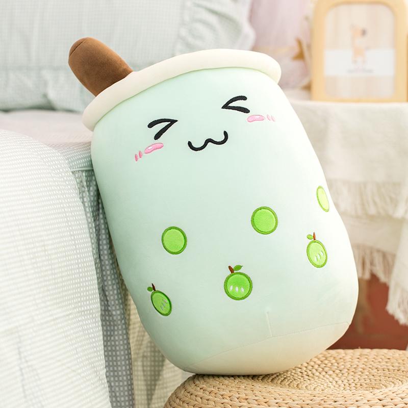 New Arrival Cartoon Fruit Bubble Tea Cup Plush Toys Real Life Boba Food With Suction Pillow Stuffed Soft Hug Cushion Decor