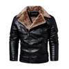 Leather Jacket Men's New Loose Biker Oblique Zipper Leather Jacket Thin Velvet Jacket