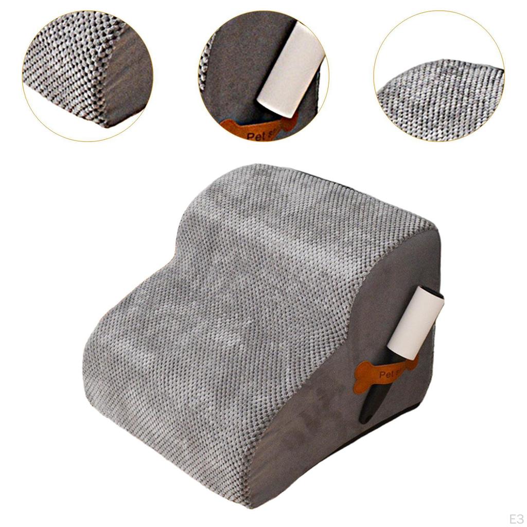 Dog Stairs Ramp 2 Step with Washable Cover for High Bed Soft Pet Sofa Puppy