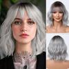 Европейская и американская модная волна, короткий кудрявый парик, серебристо-серый с воздушной челкой, натурально выглядящий парик из высокотемпературного волокна