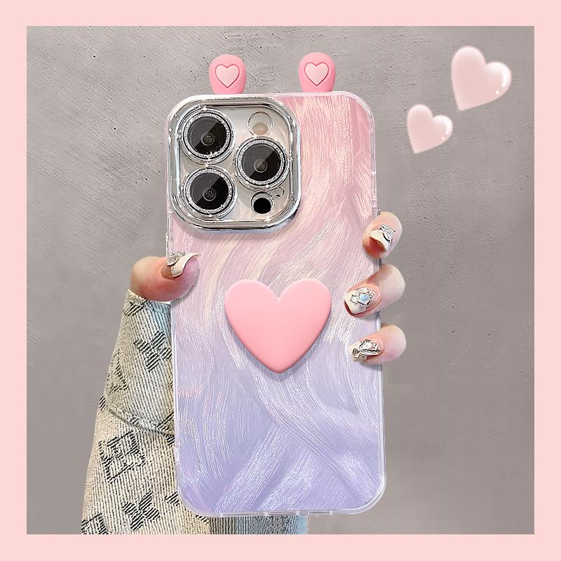 Градиент Любовь Ушные Куклы Подходят для Apple 16 Пуховая Пряжа Чехол для Мобильного Телефона Vivo Xiaomi Oppo Huawei 13promax