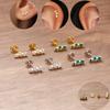 Маленькие серьги-гвоздики из нержавеющей стали с покрытием 14K золотом для женщин, мини кубический цирконий, пирсинг хряща уха, спирали, козелка, ювелирное изделие, подарок