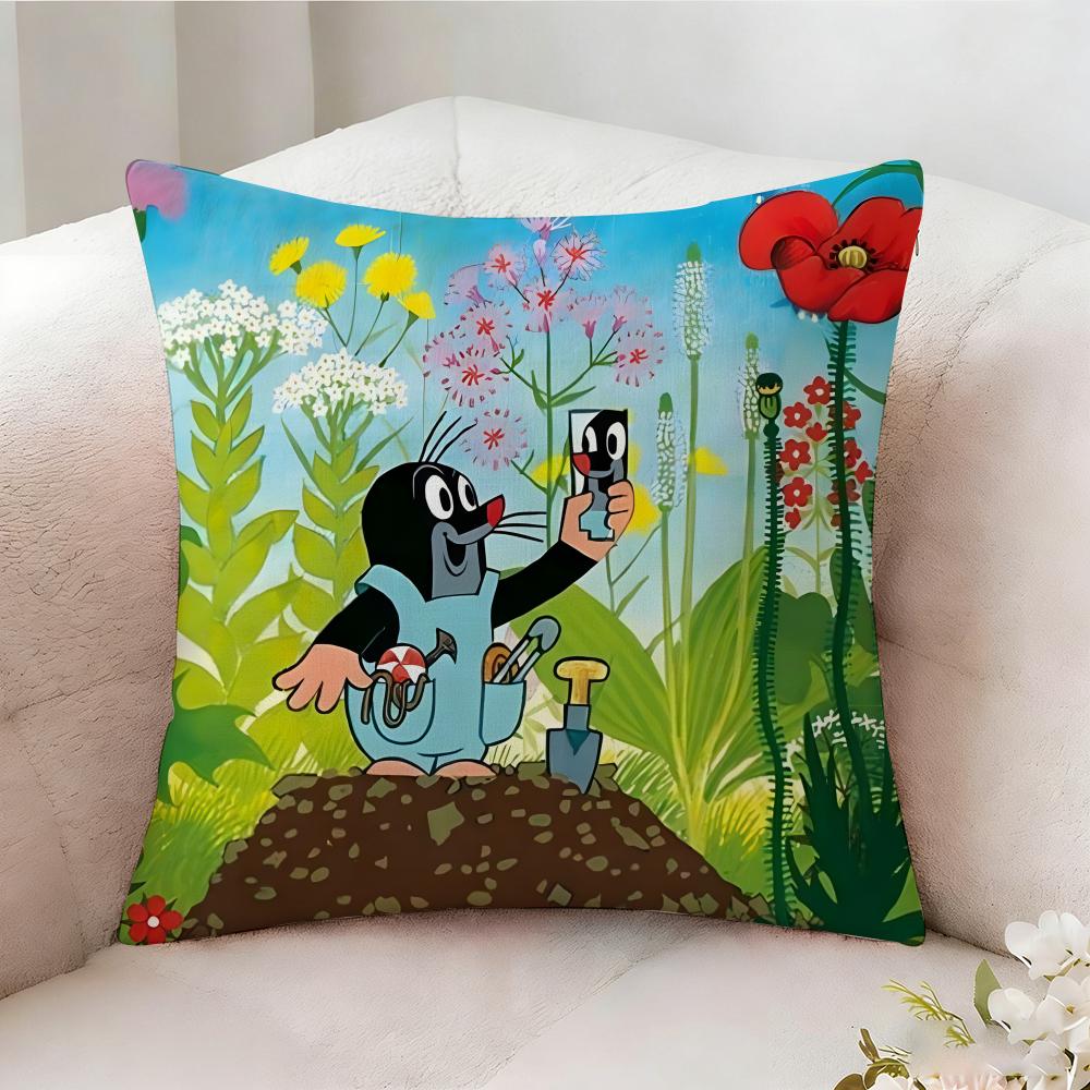 The LLittle Mole Anime Pillow Case Pillowcase Doublesided Printed Sofa Cushion Bedroom Headboard Pillow