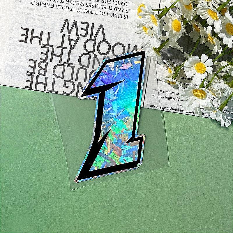 1PC Holographic Carbon Arabic Numbers Motorcycle Sticker Waterproof for Scooter Motorbike Front Fairing Bicycle Vinyl Decals