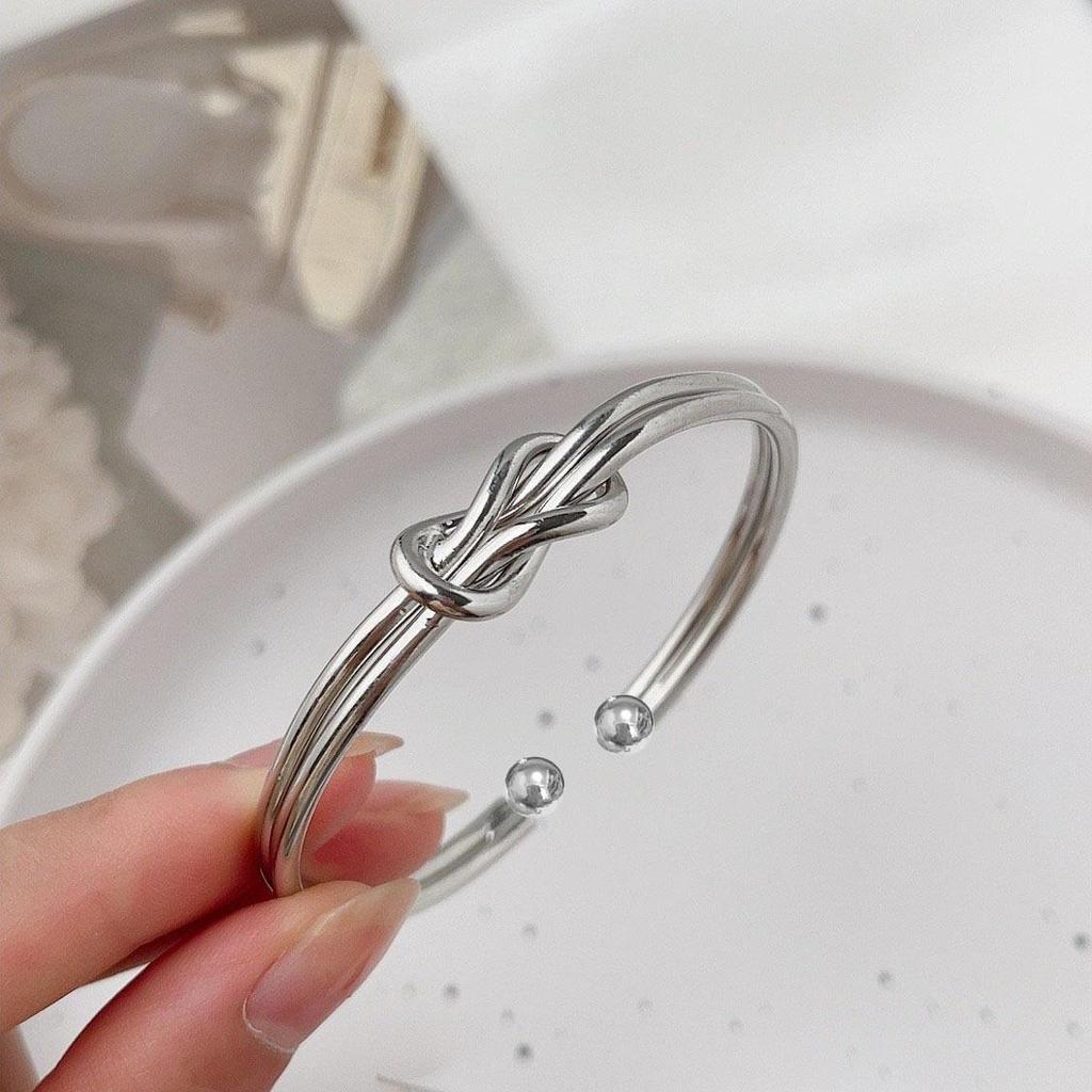 Glossy Metal Texture Double-Layer Knotted Adjustable Bracelet for Women and Men