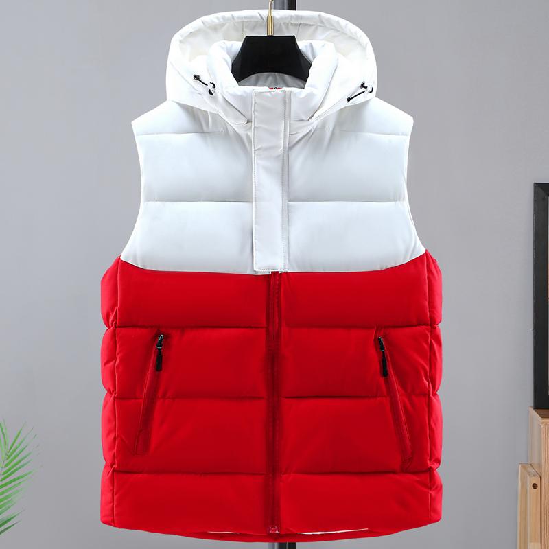 Зимние стоячие воротники, теплые капюшоны, однотонные жилеты, мужские майки, модные теплые куртки