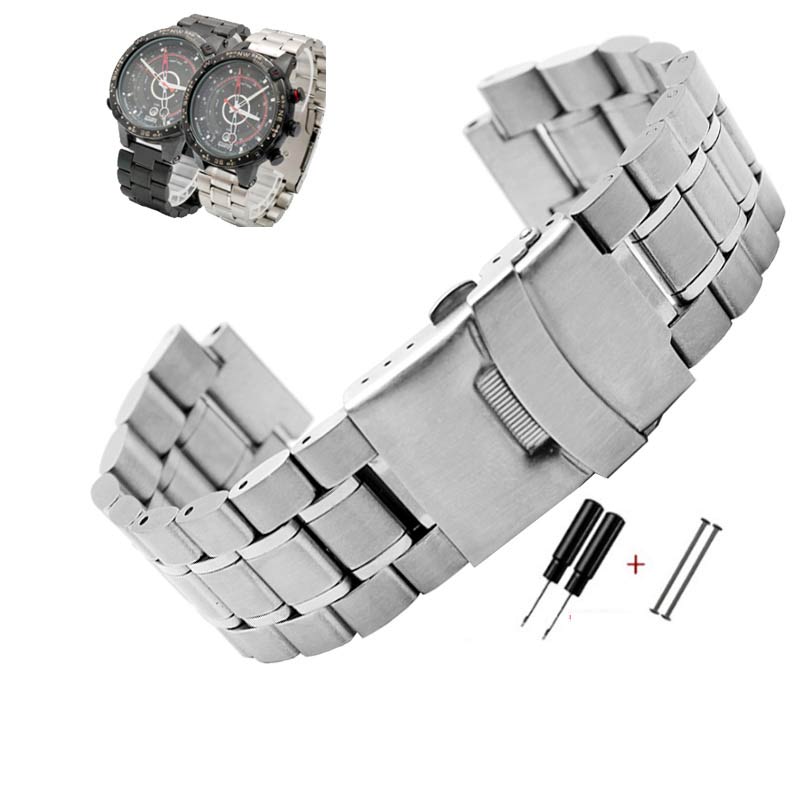 Ремешок для часов из нержавеющей стали для мужских часов TIMEX T2N720 T2N721 TW2R55500 T2N721 Ремешок для часов 24*16 мм Ширина крепления Серебристо-черный Браслет BAND