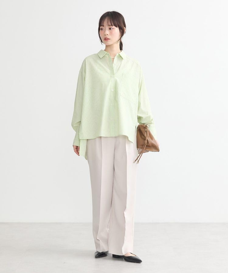 Повседневная полосатая рубашка Earth Music Ecology с боковыми разрезами для желтого цвета и для женщин,