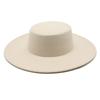 Thickened Men'S And Women'S Top Hats With 10Cm Brim, Woolen Felt Flat Top Hat, Big Brim Felt Hat