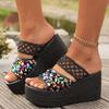 Casual Basic High Heel Women Sandals for Women 2024 New Hot Sale Summer Wedges Heel Ladies Shoes Solid Glitter Women's Sandals