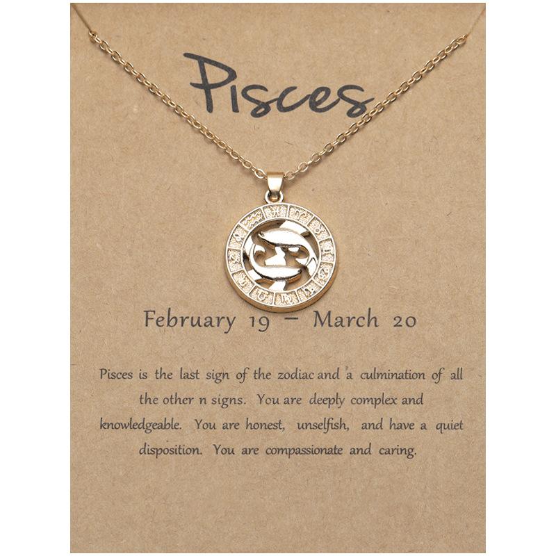 12 Zodiac Signs 3D Image Pendant Necklace Ins In Stock Zodiac Card Collarbone Chain