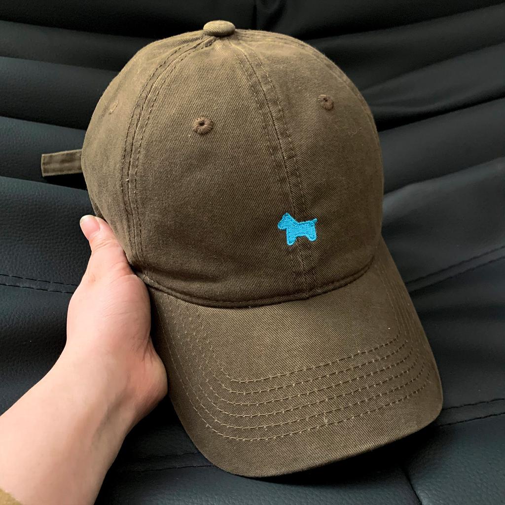Simple puppy embroidery young couple versatile old baseball cap street male and female students curved brim cap