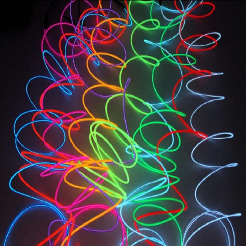 10m/5m/3m/1m 3V Battery 5V USB 12V Neon Glow EL Wire Rope with Adapter Flexible LED Strip for Car Party Dance Atmosphere Decor