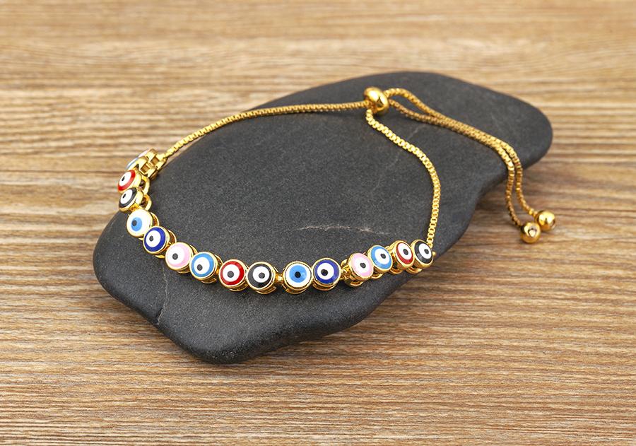 Nidin Luxury Men 4 Colors Evil Eye Beads Chain Bracelets Bangles Adjustable Party Wedding Elegant Jewelry Gift For Female Male