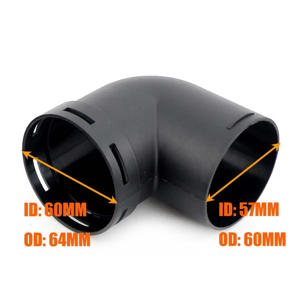Выход воздуховода Дизельный парковочный отопитель Воздуховод 60 мм / 75 мм L-образный колено Соединитель воздуховода для автомобиля грузовика фургона кемпера