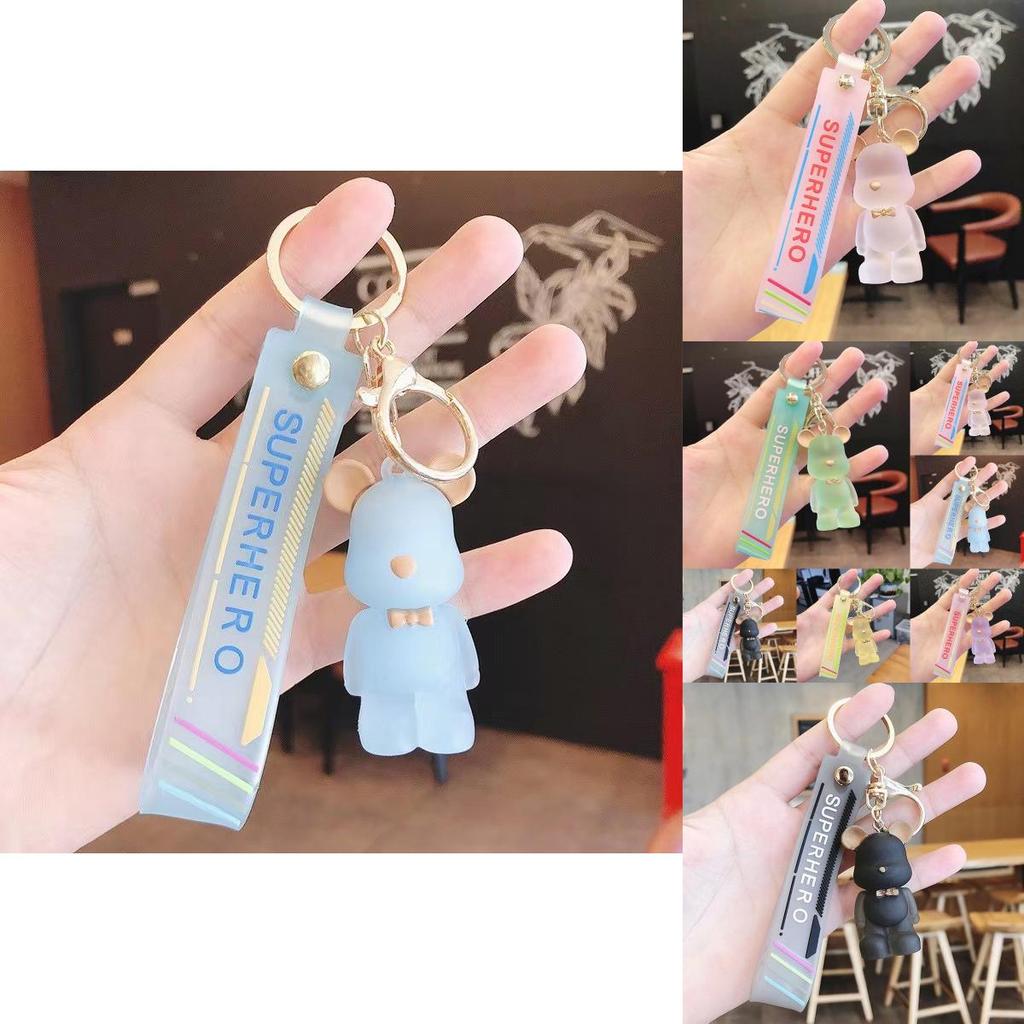 Хрустальный стеклянный брелок в виде куклы-мишки, акриловый подвес для автомобиля, аксессуар для сумки