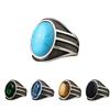 Серебряное кольцо с овальным камнем для мужчин, серебро 925 пробы, тигровый глаз, бирюза, топаз, зеленый циркон, черный оникс, ювелирные украшения, кольца для мужчин, модный подарок для него