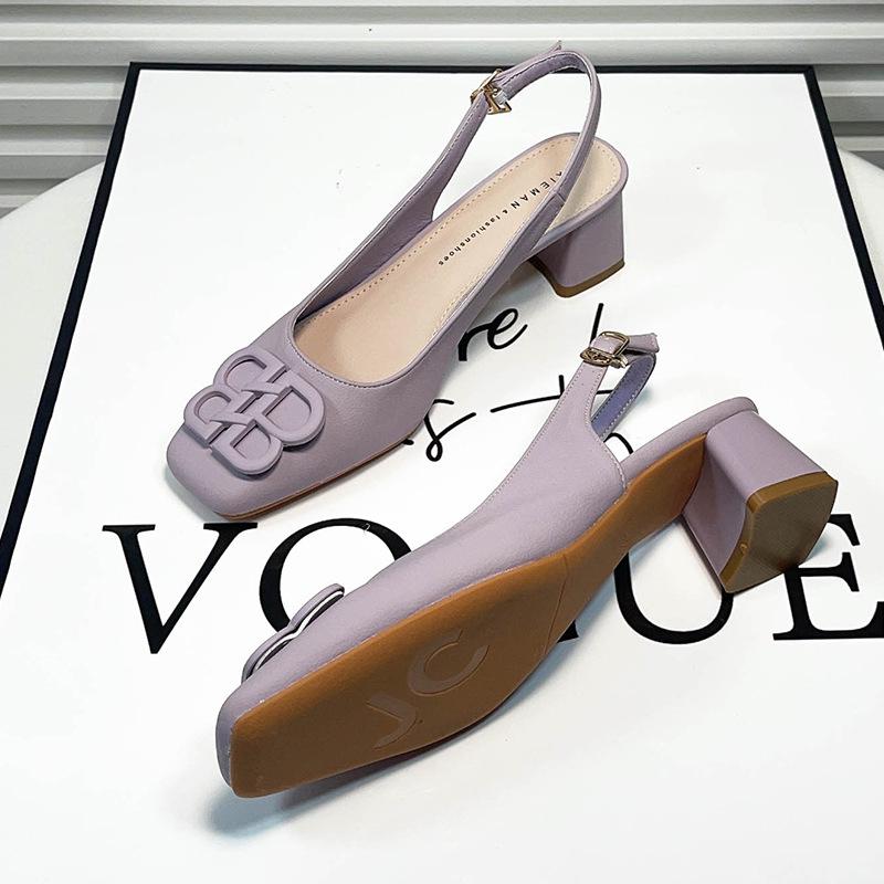 B модная сумка, туфли-лодочки на высоком каблуке, женские весенне-летние новые туфли с квадратным носком, толстым каблуком и одинарным ремешком