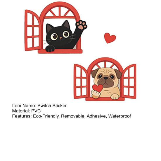 Light Switch Plate Stickers Dog Window Cute Cat Decorative