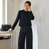 Olrain French Style Black Slimming Ribbon Tweed Short Jacket