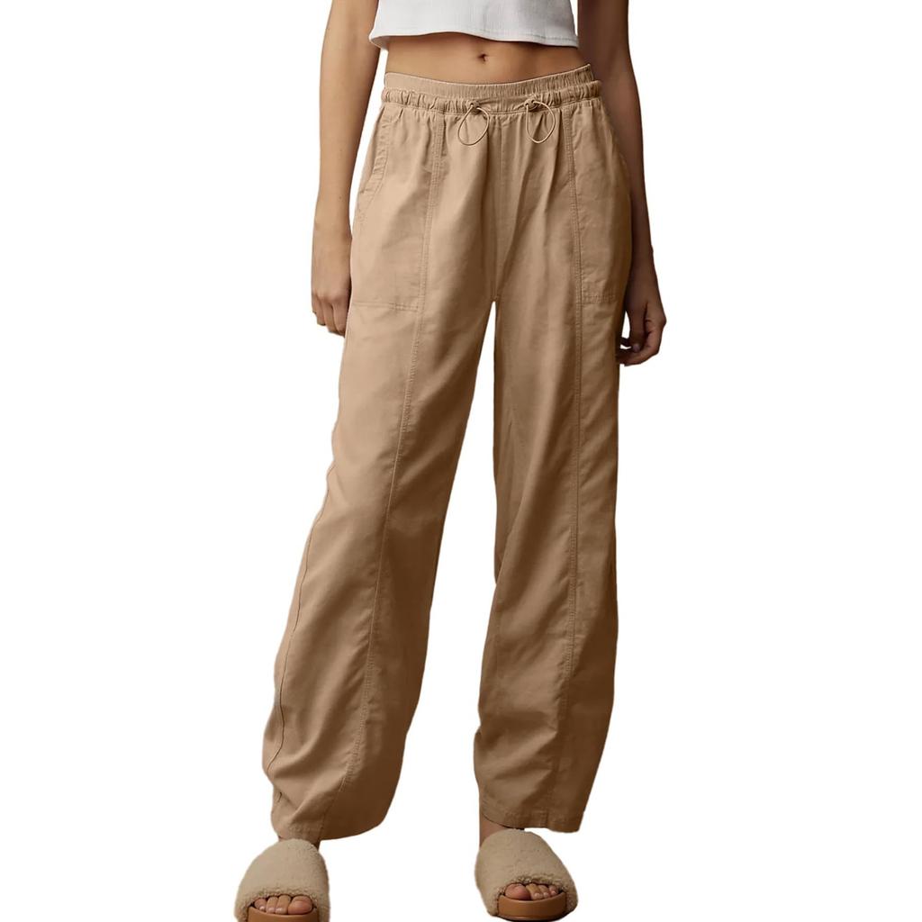 Женские повседневные брюки Брюки-карго с эластичной резинкой на талии Широкие брюки на шнуровке Мешковатые брюки