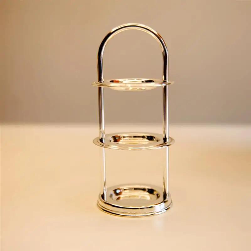 Подставка для сервировки Поднос для кексов Торт Десертная башня Тарелка для выпечки Держатель фруктов Многоуровневая свадебная стойка Послеобеденный чай 3 металлических пирога