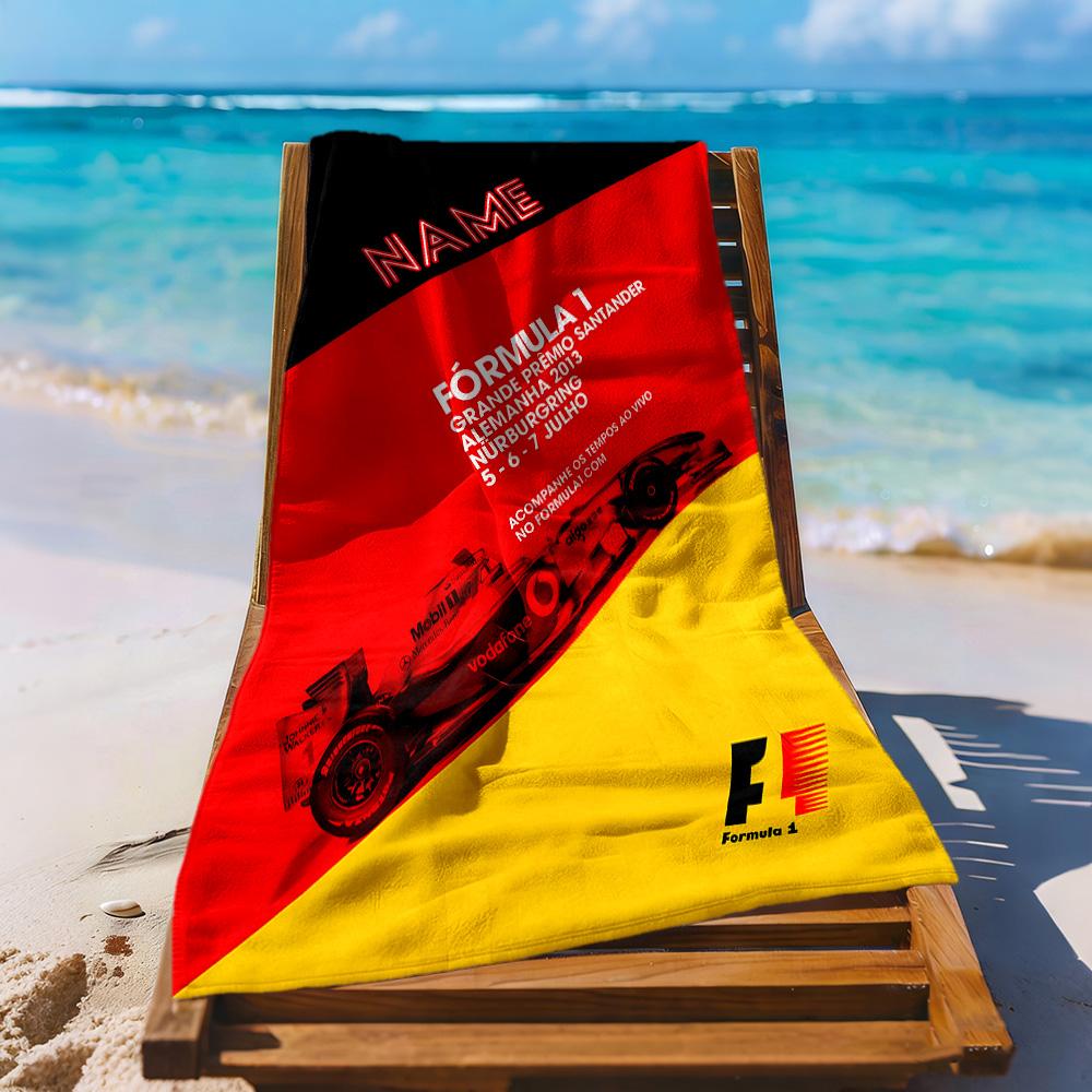 Formula Race Poster Customize Text Beach Towel Quick-Dry Soft Microfiber Portable for SwimmingBeachCamping Travel Beach AccessoriesGym