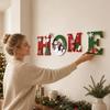 4 pcs Self Adhesive Home Letter Decor Wooden Wall Decor Christmas Wall Decoration  New Year