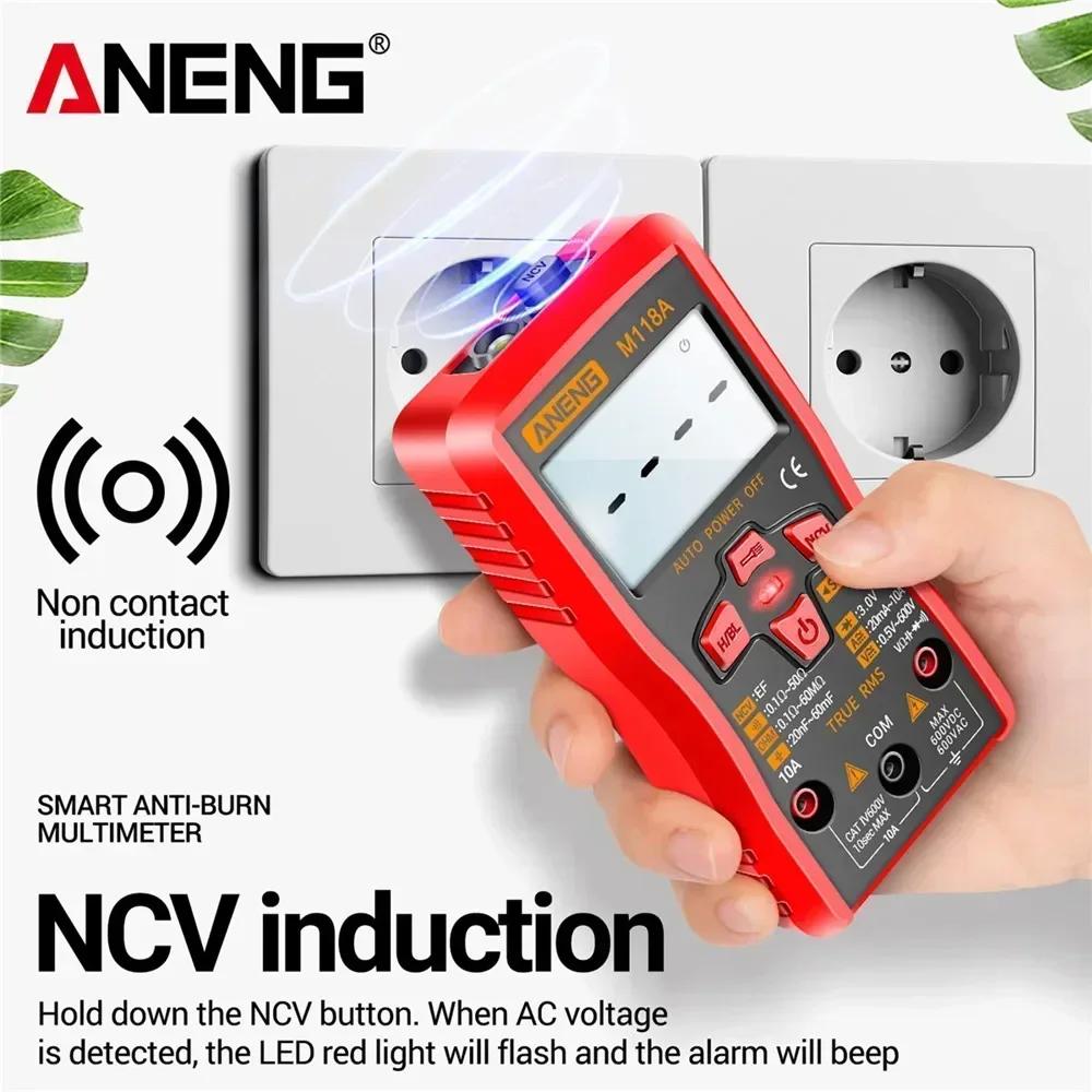 Multifunctional ANENG M118A Digital Multimeter + A3010 Tester Pen Kit True RMS 6000/4000 Counts Auto-Rang AC/DC Transistor Voltage Small Tester Tools