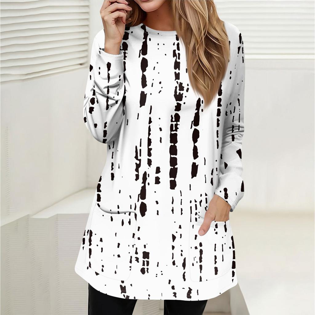 Женская толстовка, пуловер, спортивная одежда, карман, принт, повседневный топ с круглым вырезом и длинными рукавами