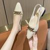 New Fashion Women's Sandals with Chain Slippers Elegant Backless Mule Low Heels Luxury Sliding Wedding Shoes for Women