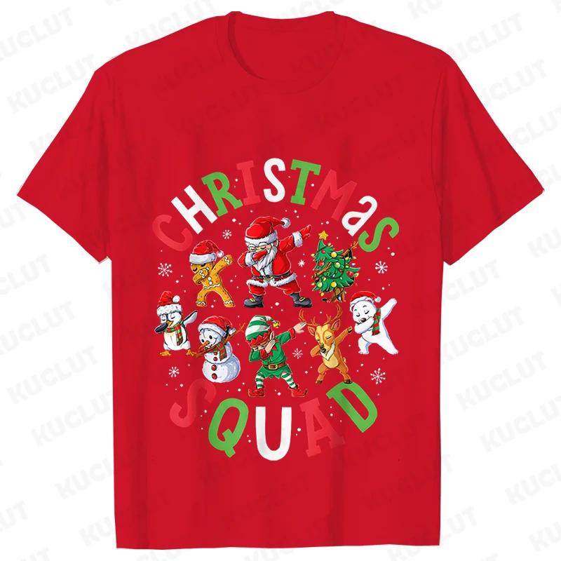 Футболка Christmas Squad Crew для женщин, хип-хоп, мягкие топы Y2k, модные повседневные футболки с принтом Санта-Клауса в стиле Харадзюку, футболки с коротким рукавом