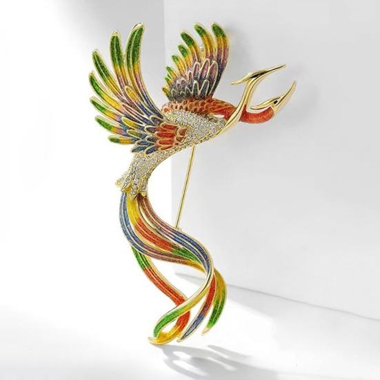 Брошь Феникс Блестящие Горный Хрусталь Красочный Реалистичный Феникс Свитер В Китайском Стиле Официальное Пальто Прищепка Для Одежды Ювелирные Изделия Подарок Аксессуары Для Одежды