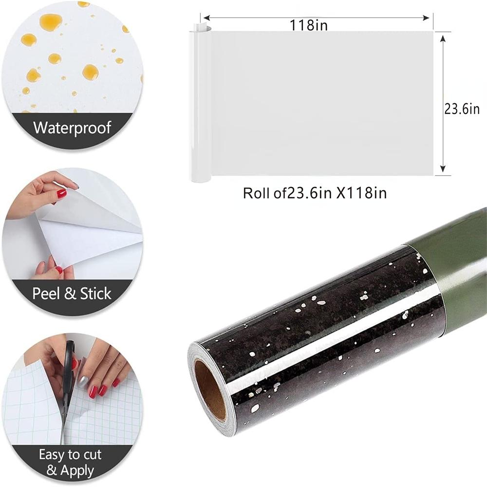 Гранитная контактная бумага самоклеящаяся для столешниц, черная бумага, водонепроницаемые самоклеящиеся обои под мрамор для кухни, ванной комнаты, стола
