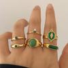 Ретро французское кольцо женское простой дизайн зеленый бриллиант кольцо повседневное универсальное кольцо украшение