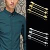 Men Copper Round Head Ball Tie Collar Bar Pin Brooch Screw Tip Wedding Decor