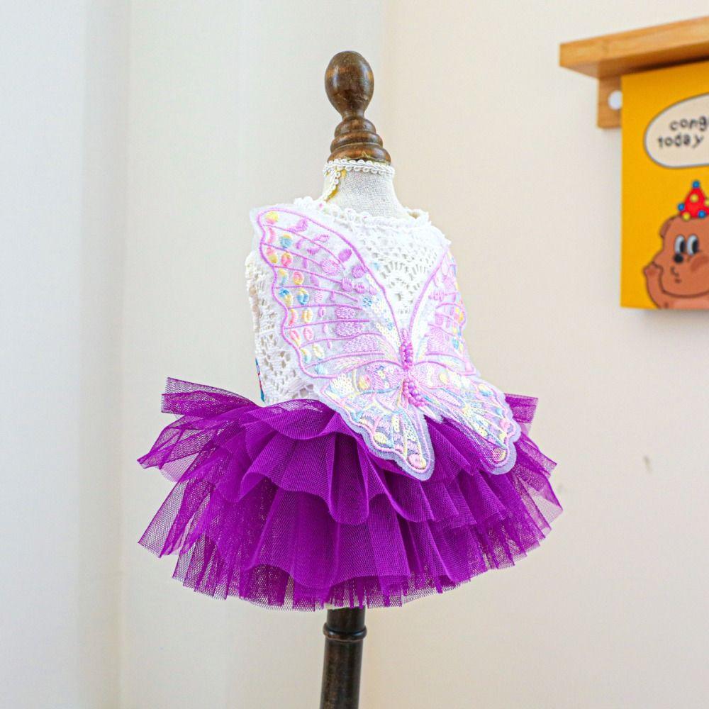 Кружевное шифоновое платье для собак Одежда для домашних животных Платье феи для домашних животных Платье принцессы для собак маленьких и средних размеров