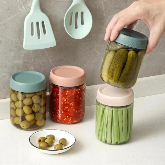 Yousheng 4Pcs/Set Airtight Overnight Oats Jars Glass Meal Prep Containers Stackable Mason Jars with Lids Leakproof Reusable Food Storage Jars