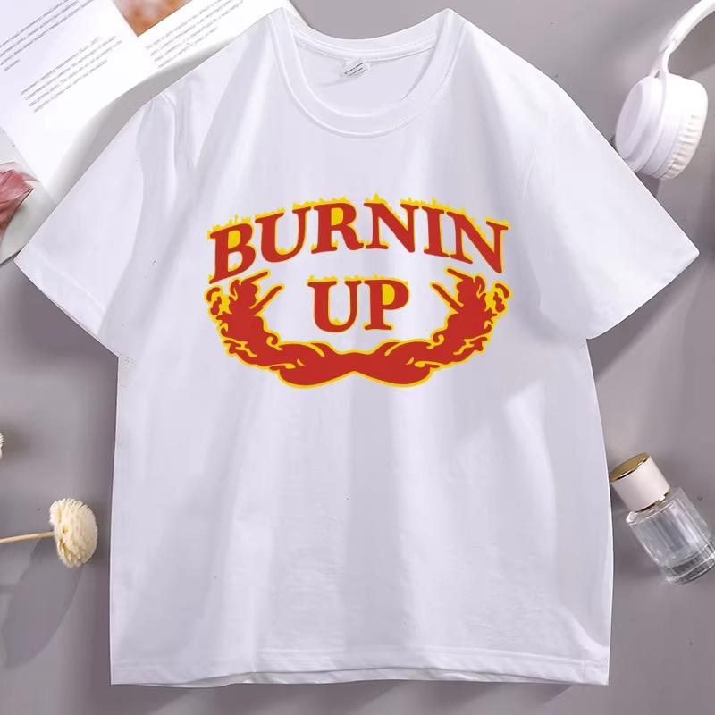 Burnin Up Graphic Tshirt Mens Clothes Causal Short Sleeve High Quality Breathable Tshirt Male Clothes Y2k Fashion Tee Unisex