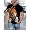 Black White Horse Graphic 3d Full Print T-shirt For Men Fashion Short Sleeve Crew Neck Tshirt Casual Summer Oversized Top
