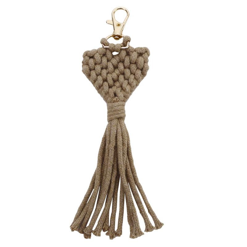 Креативные мини-брелоки макраме в форме сердца, бохо, ручной работы, с кисточками, для ключей от машины, кошелька, телефона, свадебный подарок