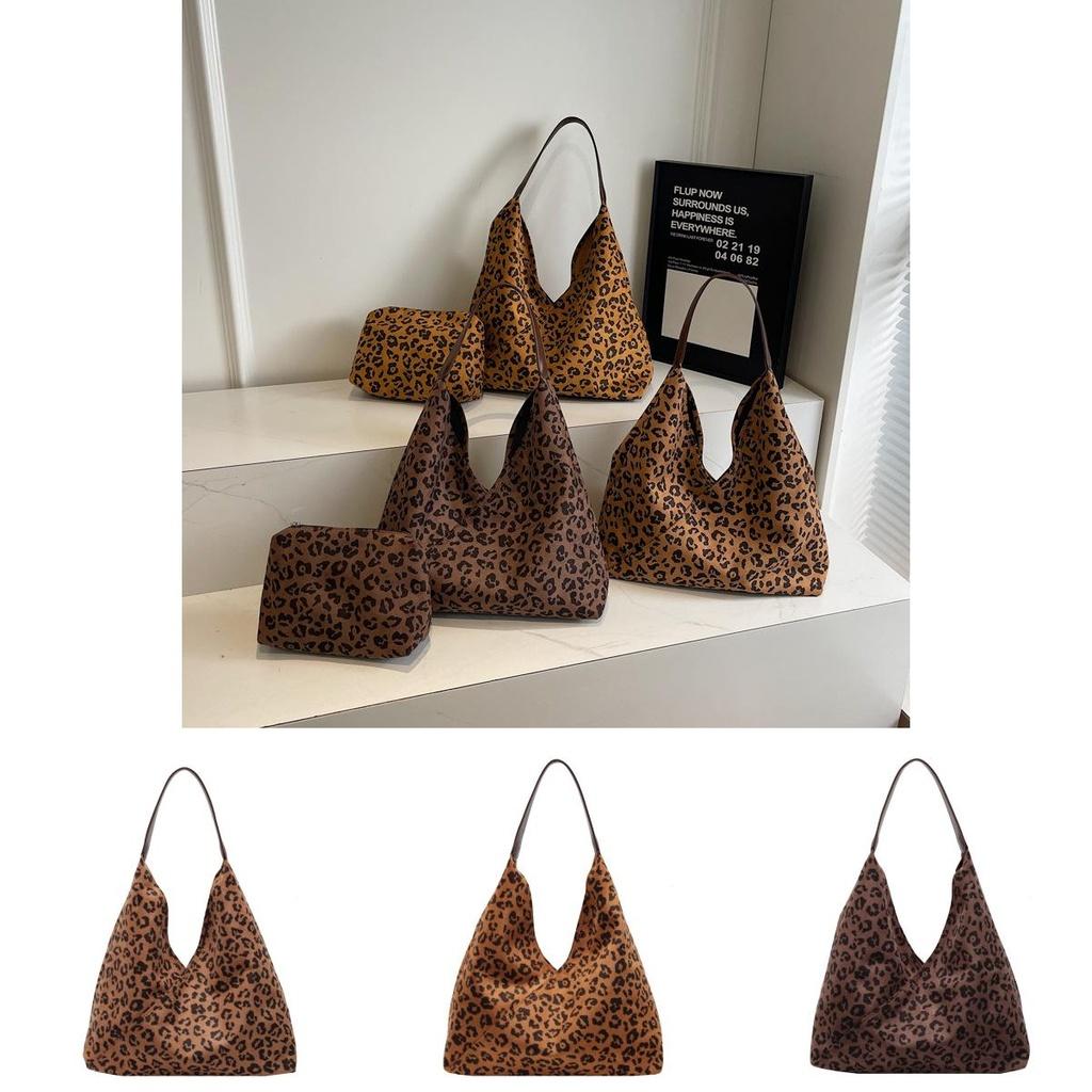 Stylish Leopard Print Tote Bag For Women Large Capacity Chic Retro Shoulder Bag