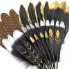 50Pcs Gold Dipped Black Goose Feathers for Decoration Golden Duck Feather Handicraft Accessories Table Centerpieces DIY Plumas