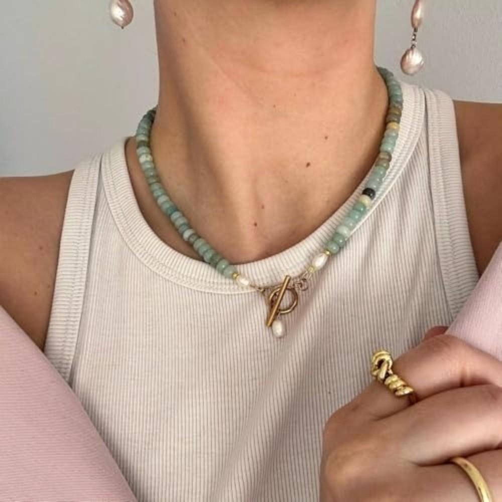 Natural Stone Beads Beaded Necklace Turquoise Beads Handmade Necklace New Necklace for Girls Gift