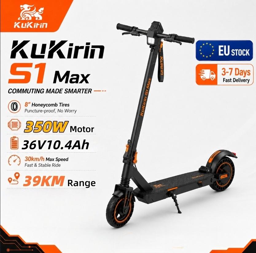 Электросамокат KuKirin S1 Max 8-дюймовое колесо Escooter 350 Вт 36 В 10,4 Ач Складной электросамокат Максимальная скорость 30 км/ч Запас хода 39 км