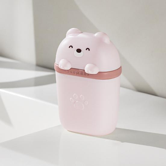 Держатель для мыльницы Портативный Компактный Дизайн Мыльница в виде мультяшного медведя Водонепроницаемый Дорожный
